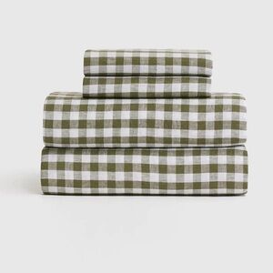 Quince European Linen Gingham Sheet Set